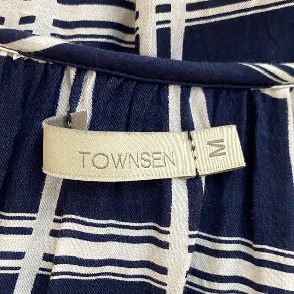 Blouse Top Medium Blue White - Picture 3 of 5